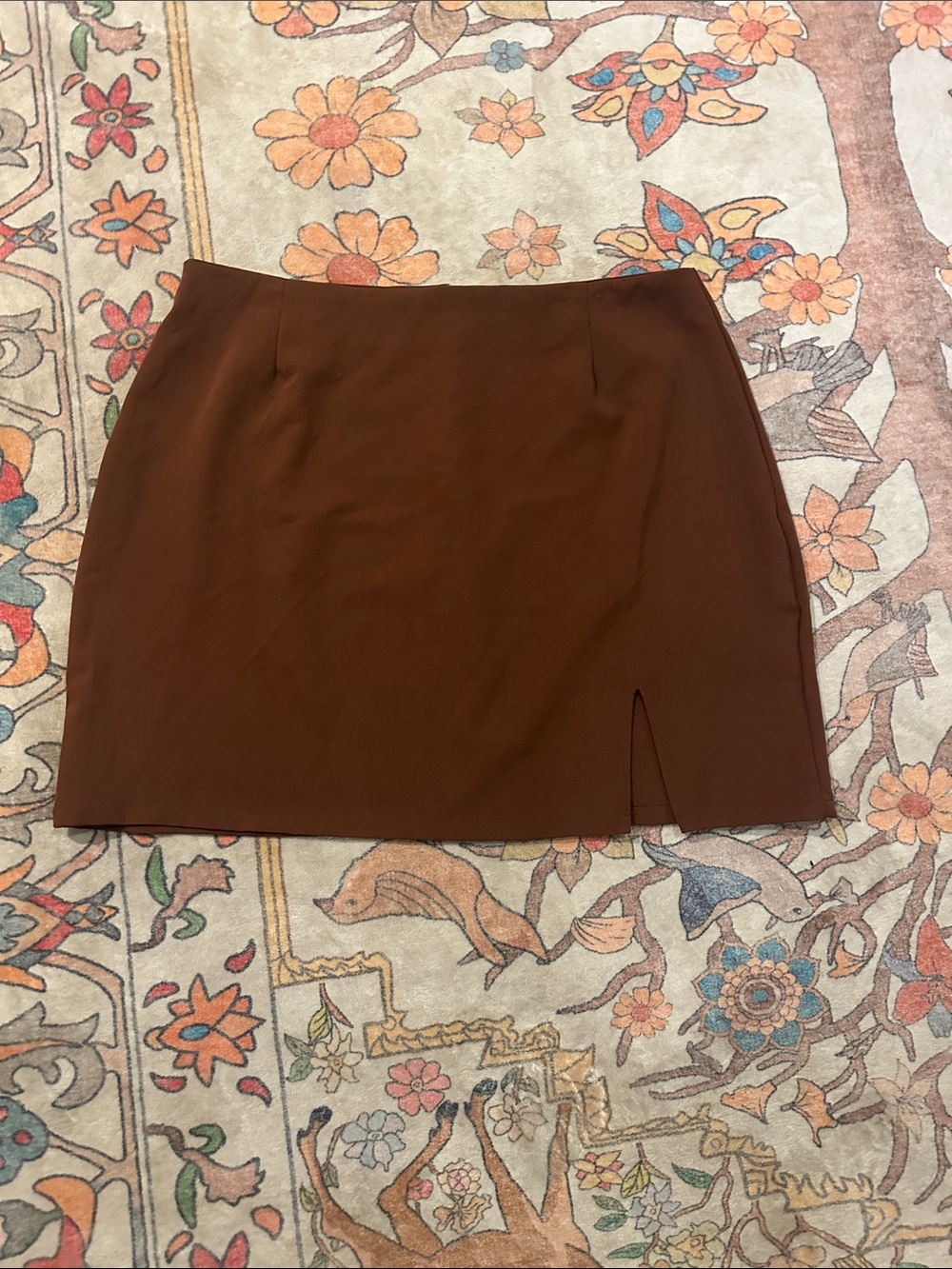 Cotton On Rust Brown Mini Skirt with Front Slit